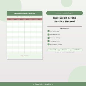 Nail Salon Client Service Record