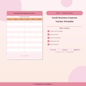 Small Business Expense Tracker Printable