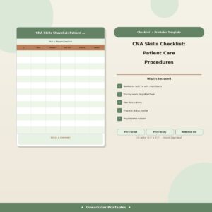 CNA Skills Checklist: Patient Care Procedures