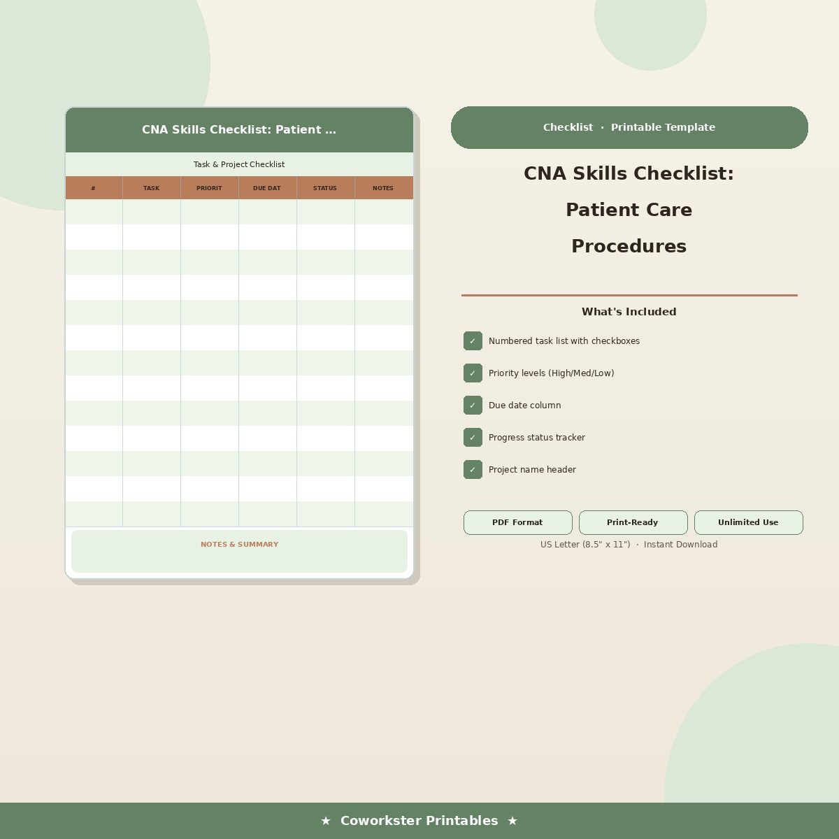 CNA Skills Checklist: Patient Care Procedures