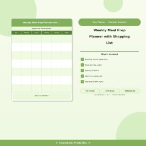 Weekly Meal Prep Planner with Shopping List