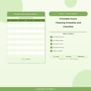 Printable Home Cleaning Schedule and Checklist