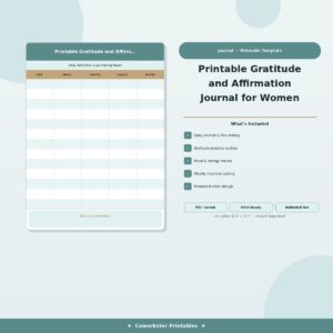 Printable Gratitude and Affirmation Journal for Women