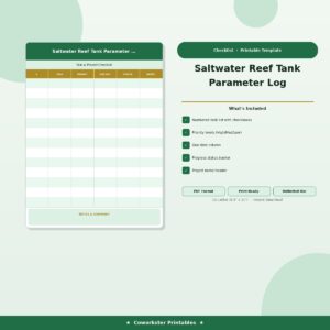 Saltwater Reef Tank Parameter Log