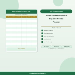 Piano Student Practice Log and Recital Planner