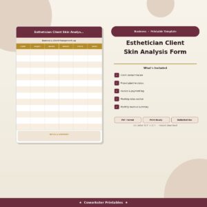 Esthetician Client Skin Analysis Form