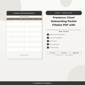 Freelance Client Onboarding Packet Fillable PDF with Intake Form, Scope Worksheet and Payment Terms Template