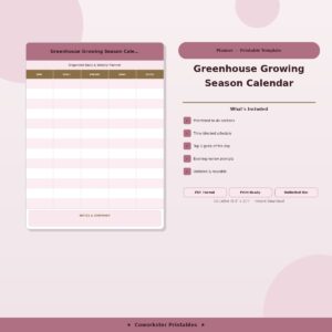 Greenhouse Growing Season Calendar