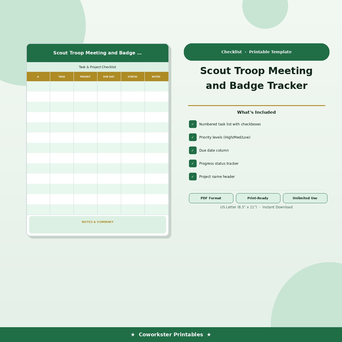 Scout Troop Meeting and Badge Tracker