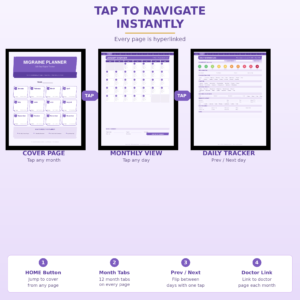 365-Day Migraine & Headache Planner – Digital PDF Tracker with Weather, Triggers & Medication Log