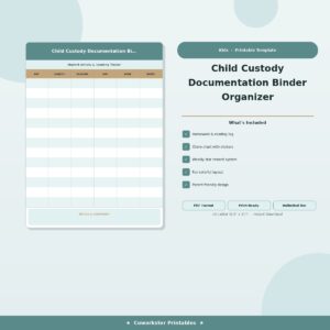 Child Custody Documentation Binder Organizer