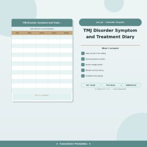 TMJ Disorder Symptom and Treatment Diary