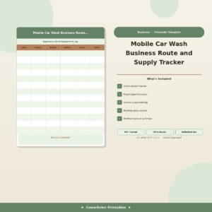 Mobile Car Wash Business Route and Supply Tracker