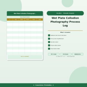 Wet Plate Collodion Photography Process Log