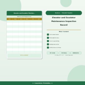 Elevator and Escalator Maintenance Inspection Record