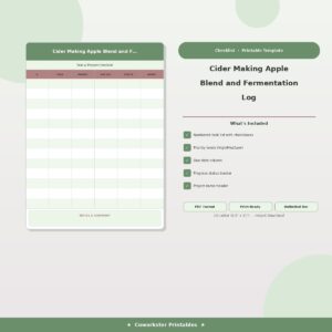 Cider Making Apple Blend and Fermentation Log