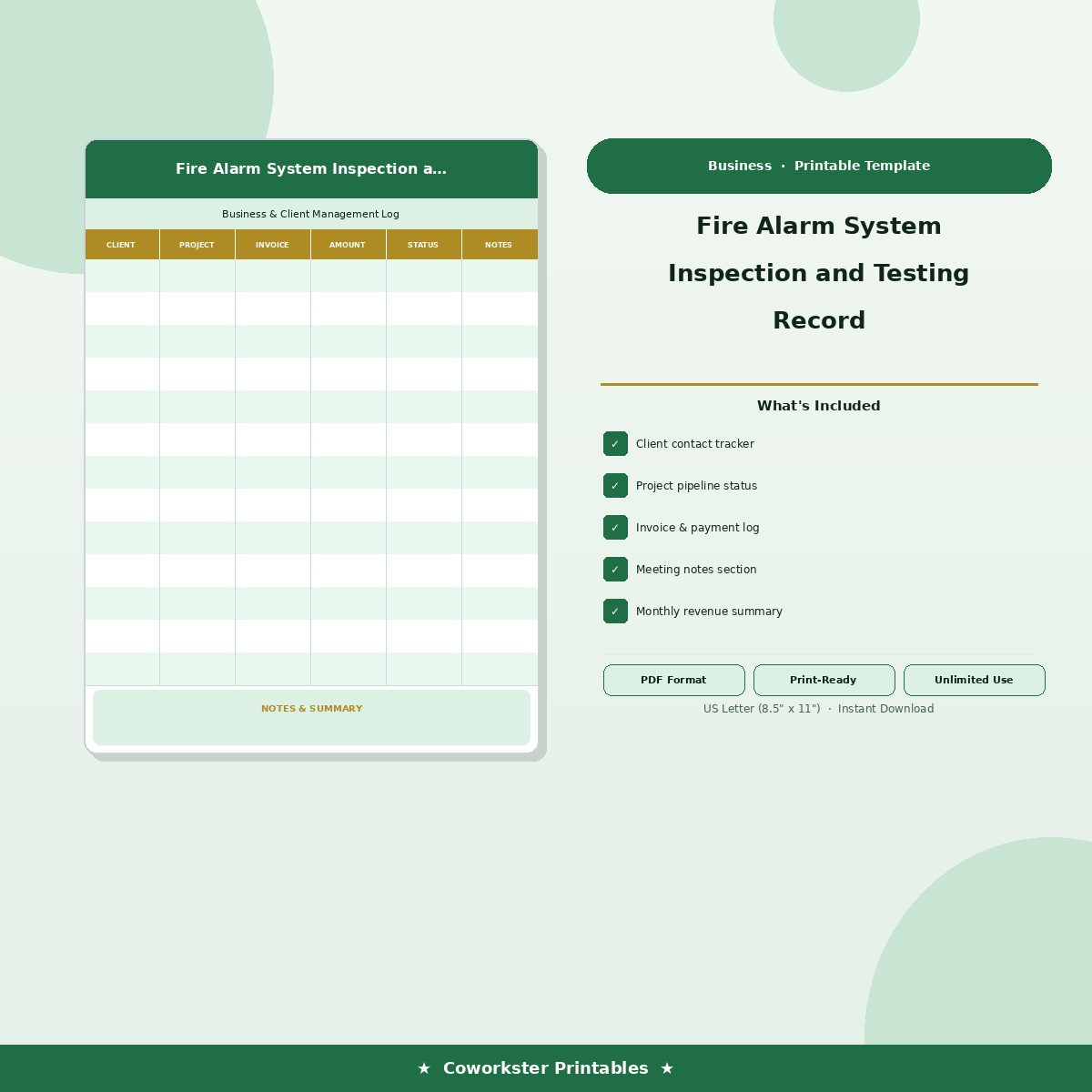 Fire Alarm System Inspection and Testing Record
