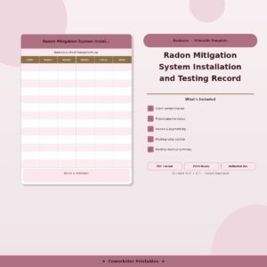 Radon Mitigation System Installation and Testing Record