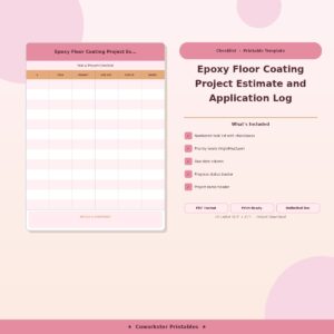 Epoxy Floor Coating Project Estimate and Application Log