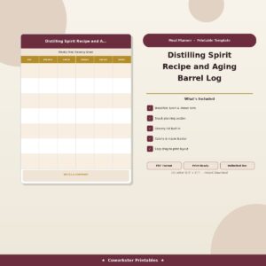 Distilling Spirit Recipe and Aging Barrel Log