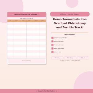 Hemochromatosis Iron Overload Phlebotomy and Ferritin Tracking Log