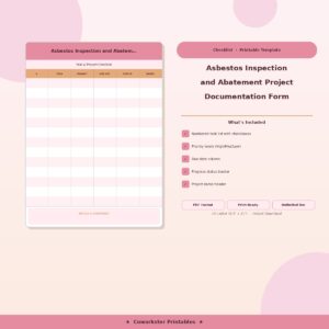 Asbestos Inspection and Abatement Project Documentation Form