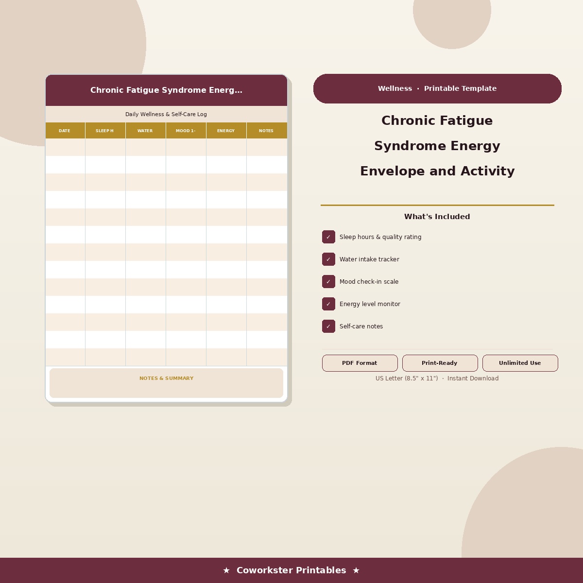 Chronic Fatigue Syndrome Energy Envelope and Activity Pacing Diary