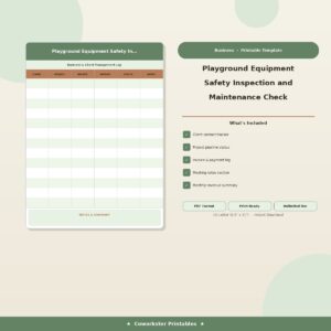 Playground Equipment Safety Inspection and Maintenance Checklist