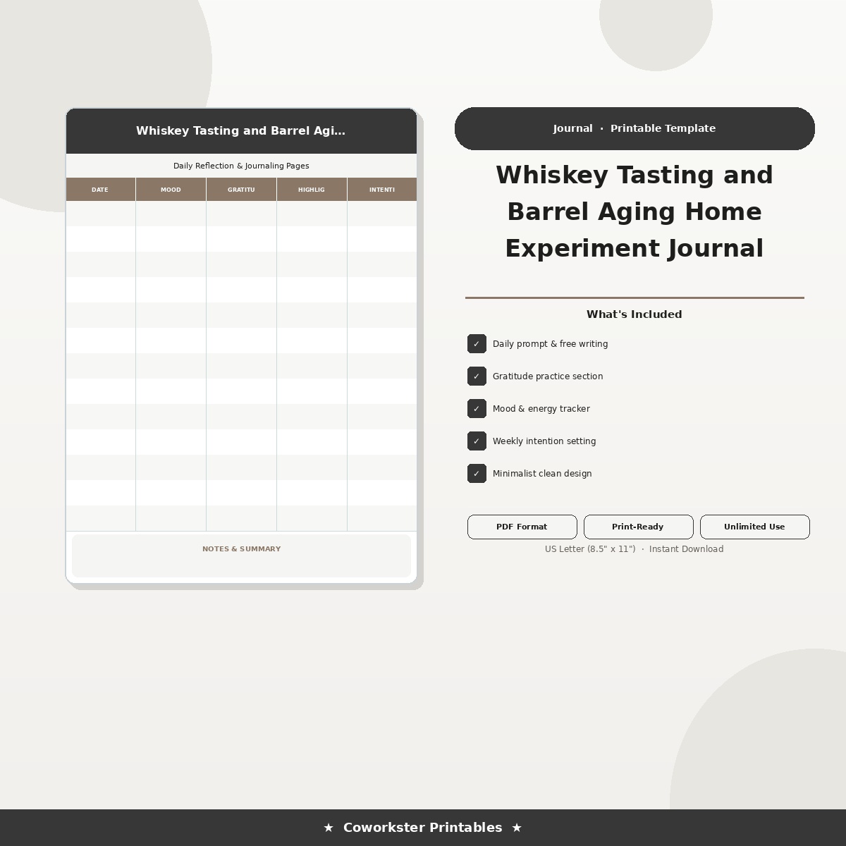 Whiskey Tasting and Barrel Aging Home Experiment Journal