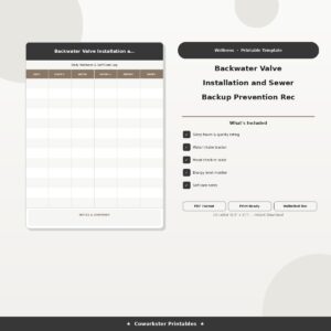 Backwater Valve Installation and Sewer Backup Prevention Record