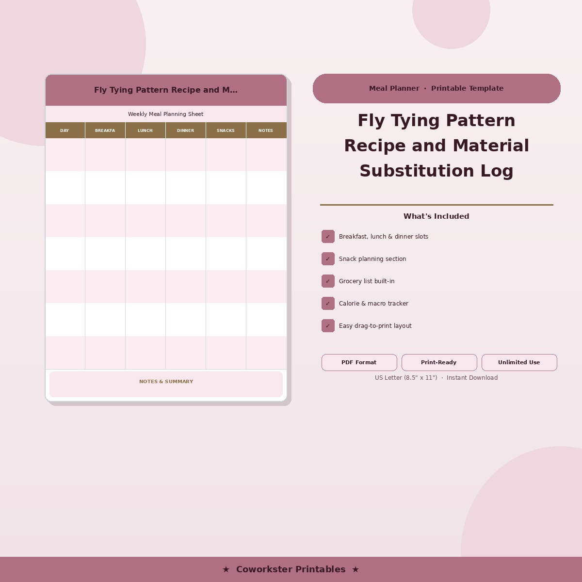 Fly Tying Pattern Recipe and Material Substitution Log
