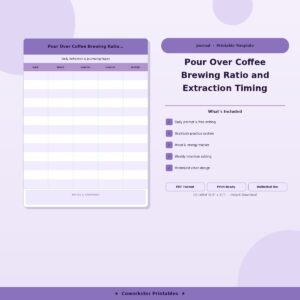 Pour Over Coffee Brewing Ratio and Extraction Timing Journal