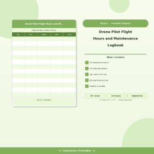 Drone Pilot Flight Hours and Maintenance Logbook