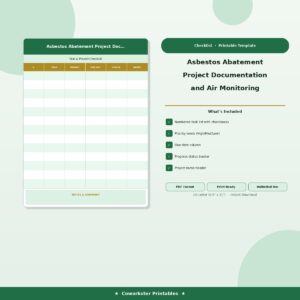 Asbestos Abatement Project Documentation and Air Monitoring Record