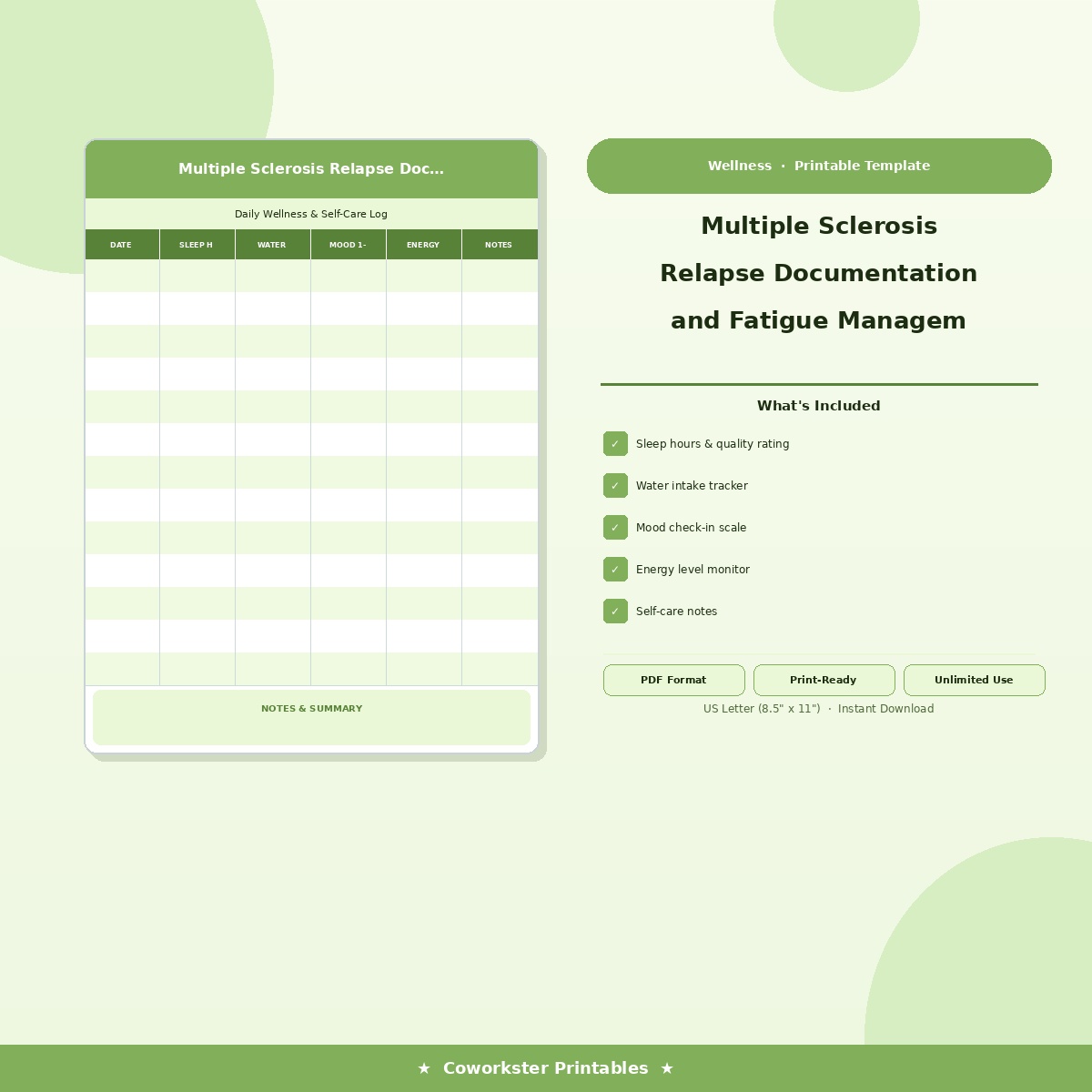 Multiple Sclerosis Relapse Documentation and Fatigue Management Record