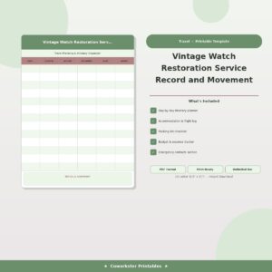 Vintage Watch Restoration Service Record and Movement Documentation
