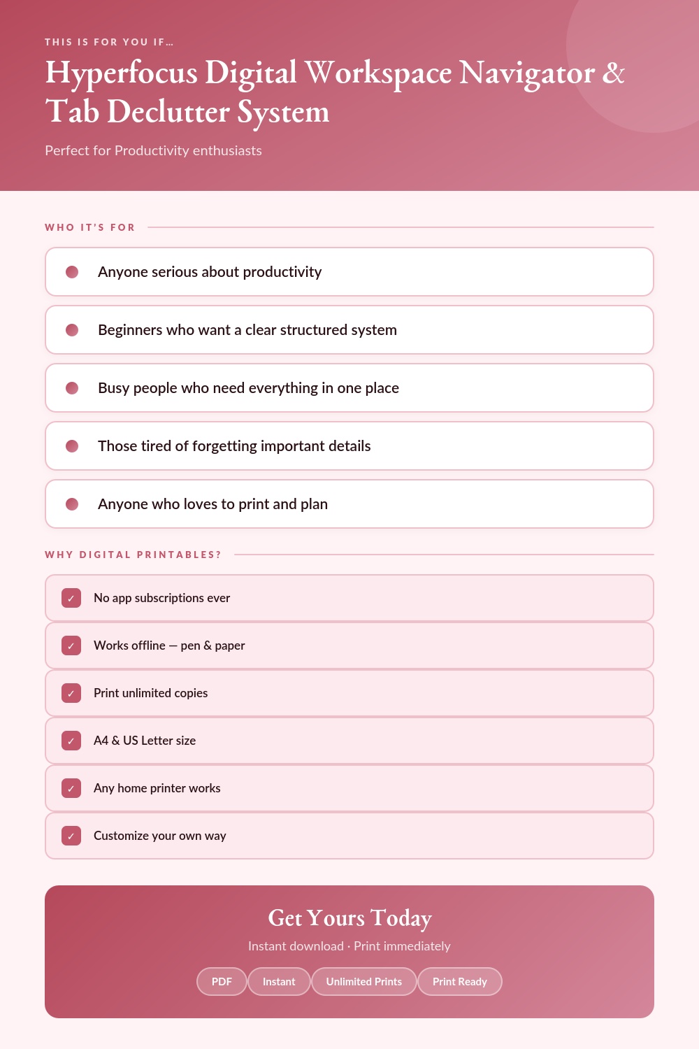 Hyperfocus Digital Workspace Navigator & Tab Declutter System | Productivity Tracker for Students & Professionals - Image 5
