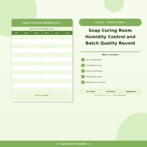 Soap Curing Room Humidity Control and Batch Quality Record
