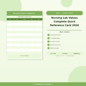 Nursing Lab Values Complete Quick Reference Card 2026