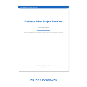 Freelance Editor Project Rate Card