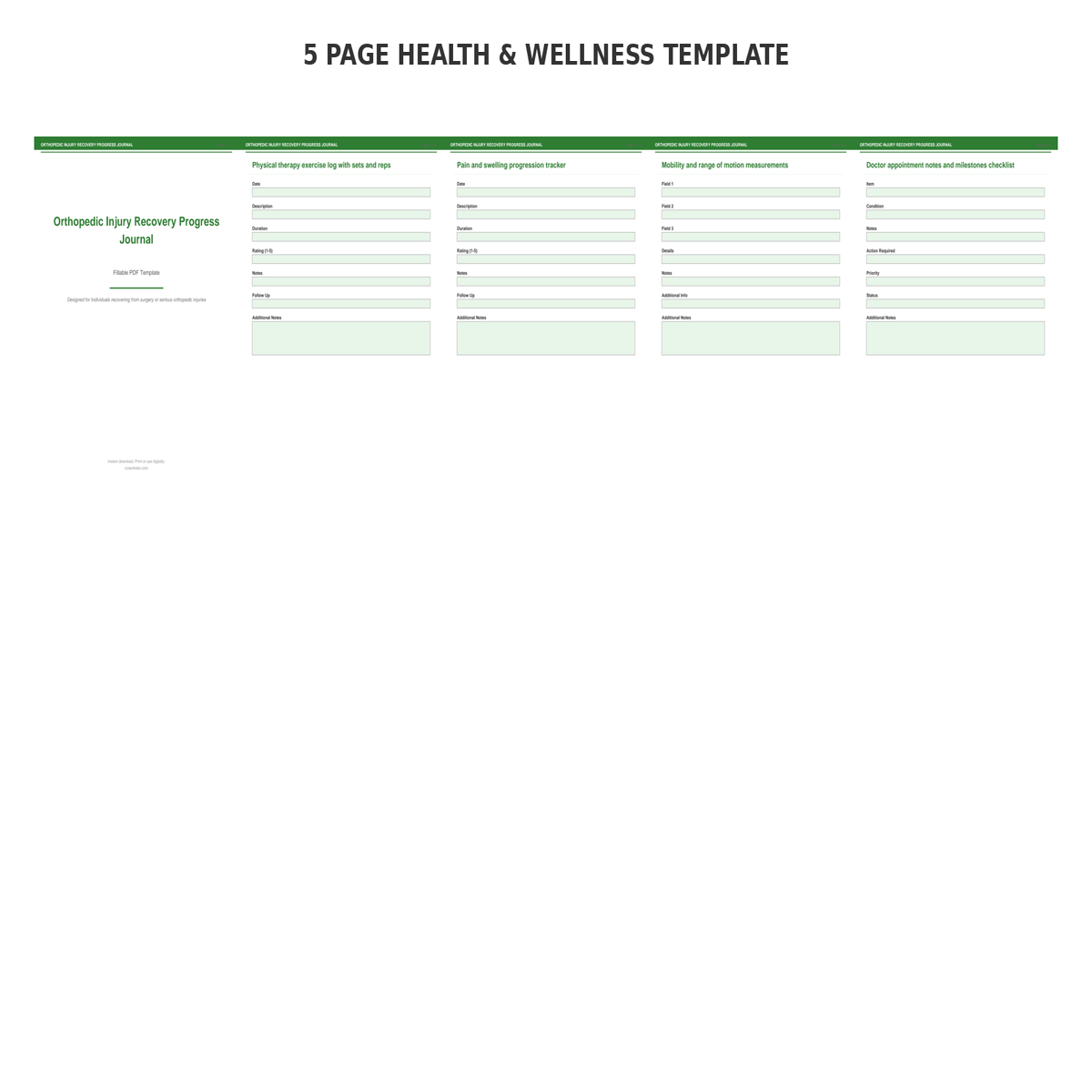 Orthopedic Injury Recovery Progress Journal