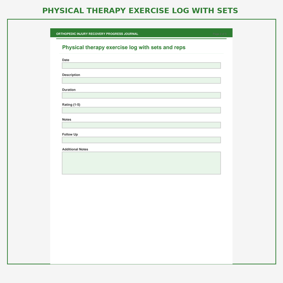 Orthopedic Injury Recovery Progress Journal - Image 2