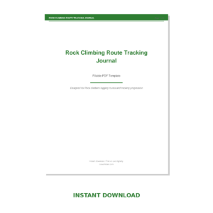 Rock Climbing Route Tracking Journal