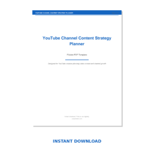 YouTube Channel Content Strategy Planner