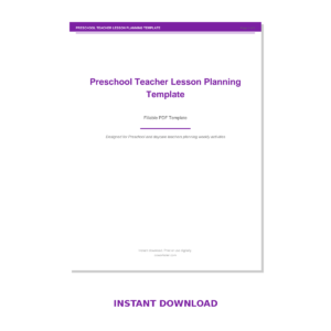 Preschool Teacher Lesson Planning Template