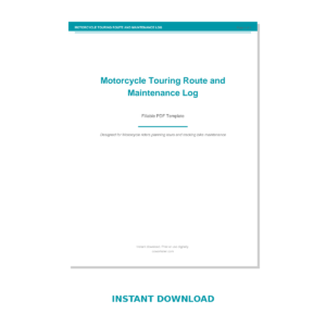 Motorcycle Touring Route and Maintenance Log