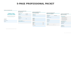 Freelance Client Onboarding Packet Fillable PDF with Intake Form, Scope Worksheet and Payment Terms Template