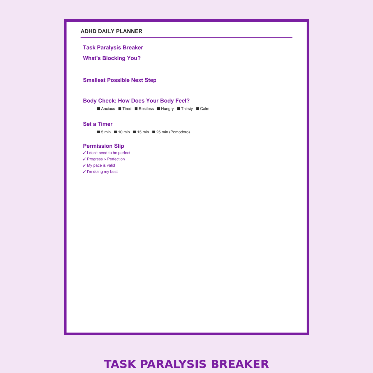 ADHD Daily Planner and Dopamine Menu Fillable PDF with Task Paralysis Breaker and Energy Tracker - Image 6