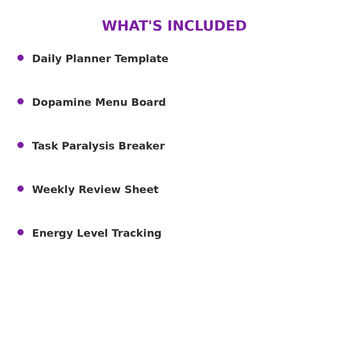 ADHD Daily Planner and Dopamine Menu Fillable PDF with Task Paralysis Breaker and Energy Tracker - Image 5