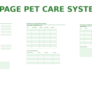 Pet Health and Wellness Tracker Fillable PDF with Vaccination Log, Vet Visit History and Daily Care Journal